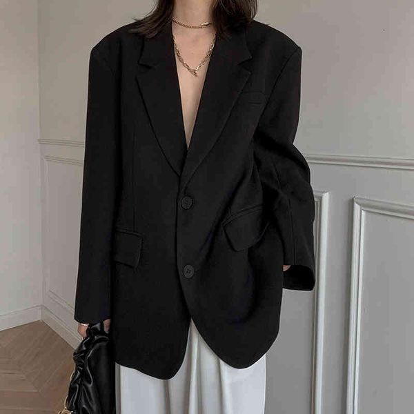 

women's suits & blazers [eam] women black brief leisure big size blazer lapel long sleeve loose fit jacket fashion spring autumn 2022 1, White;black