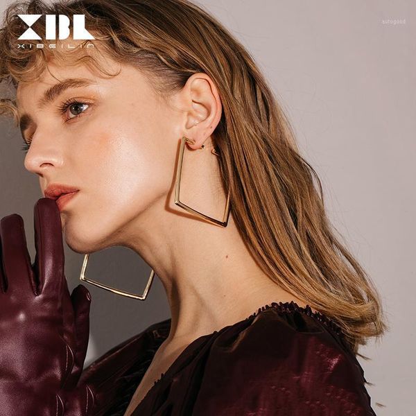 

charm korean fashion square hoop earrings for women girls personality temperament simple moving glitter jewelry gifts female1, Golden