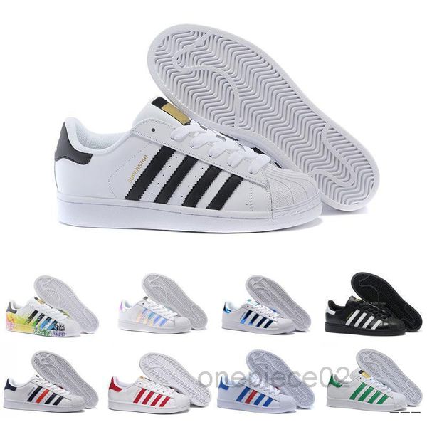 

big size eu 36-44 originals men's shoes for women's shoes white shoe laser dazzle colour superstar shell head casual designer men
