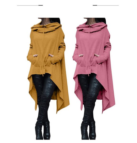 

plus size irregular hoodies fashion for coat solid women hooded loose sweatshirt pullover outwear mantle sehqs