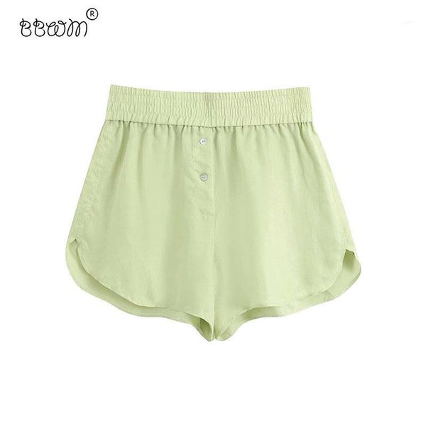 

2020 women chic fashion buttons decoration loose shorts casual female high elastic waist short pants pantalones1, White;black