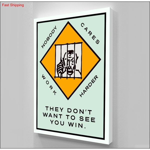 

unframed/alec monopoly "nobody cares",hd canvas print home decor wall art painting, qylelf bdesports