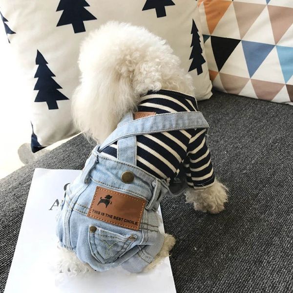 

denim pet dog overalls spring summer puppy vest cowboy dog clothes puppy teddy denim costume jacket