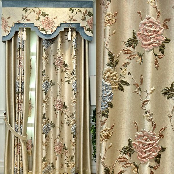 

curtain & drapes european-style luxury jacquard full blackout curtains for in living room windows elegant bedroom