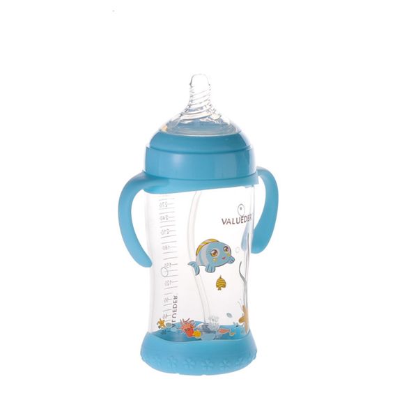 

newborn weilundil 300ml wide mouth anti falling glass bottle, baby milk bottle