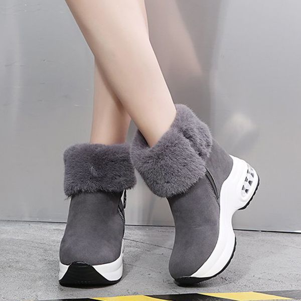 

lucyever chunky hidden ankle boots platform heels for warm short of plush woman snowboots winter in women's shoes lpek, Black