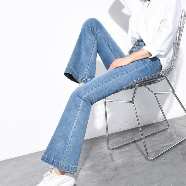 

2019 jeans women fashion flared jeans women flare retro style bell bottom skinny female high waist plus size1, Blue