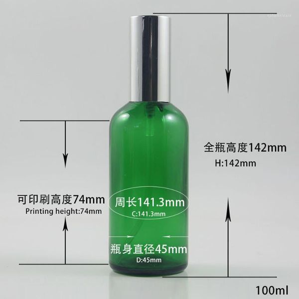 

green frosted spray/lotion bottle 100ml with silver lid1