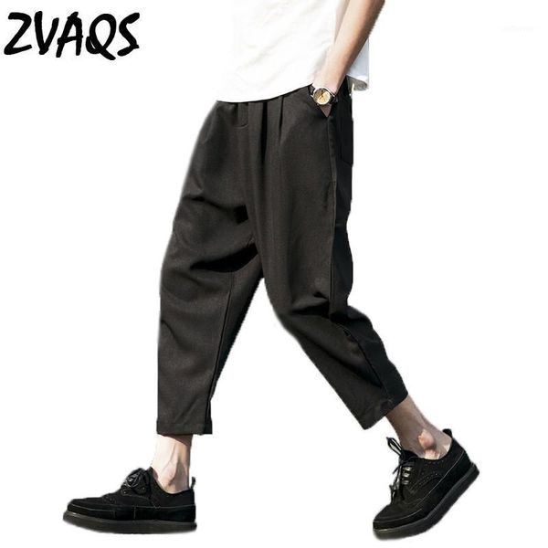 

summer new casual harem pants men loose ankle length trousers wide leg linen pants men plus size 5xl pantalon homme zvaqs xt2131, Black