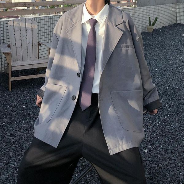 

slim men blazers retro single breasted korean style men luxury blazers oversized grey blouson homme mens clothing dh50xz1, White;black