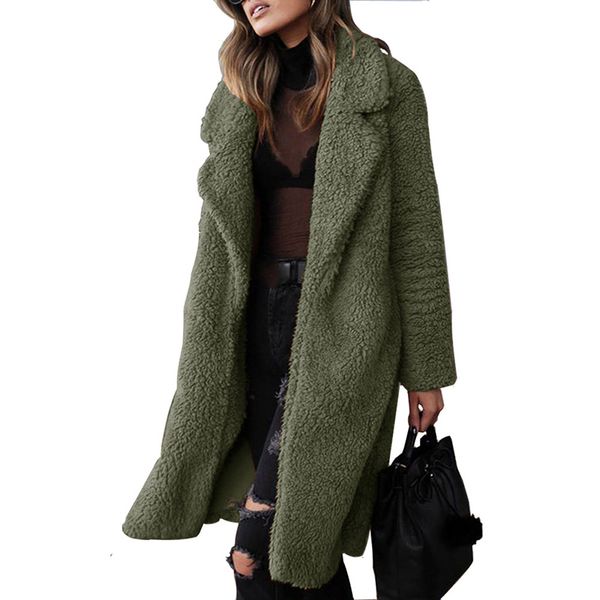 

2020 autumn fake fur of warm women's stuffed ladies long woman's plus size outwear teddy coat, Black