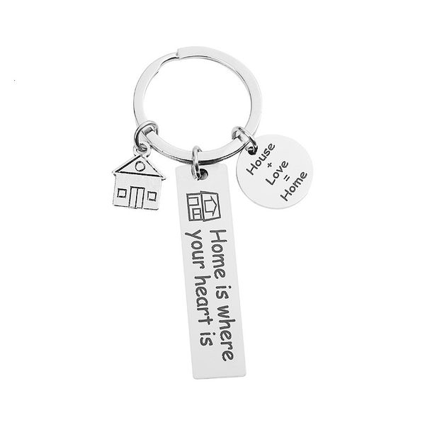 

where home creative your heart is style family love keychain, Silver