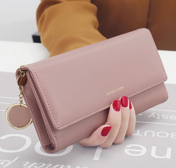 

women's wallet long fashion concealed buckle wallet large capacity multi-functional handbag, Red;black