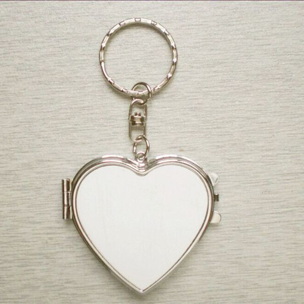 

used sublimation heart shape metal keychains can be as compact makeup mirror blank products print picture customized des, Slivery;golden
