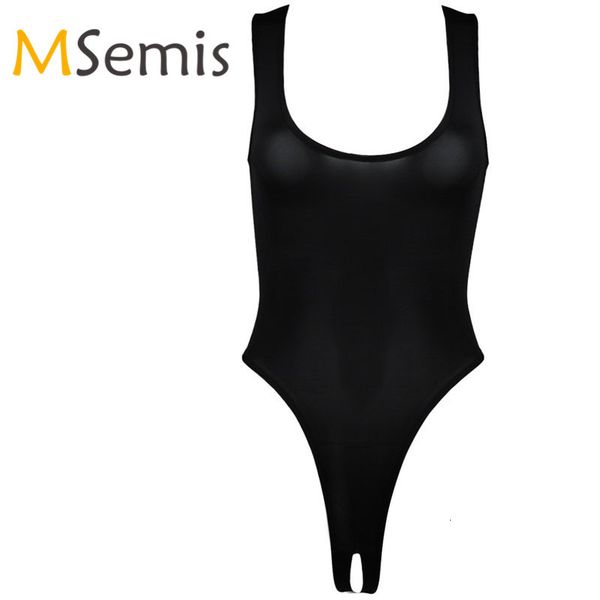 

women's swimsuit swimwear high cut swimming suit thong leotard bodysuit underwear with stretch sleeveless lady thongs swimsuit, Black