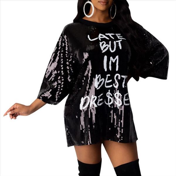 

late but im dressed" plus size sweatshirt dress vestidos long sleeve dresses women clothes rope oversized mini t shirt, Black;gray