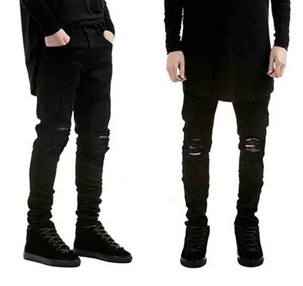 

mens jeans european and american style men slim elastic jeans trousers casual men jean fashion new solid color washed pencil pants, Blue