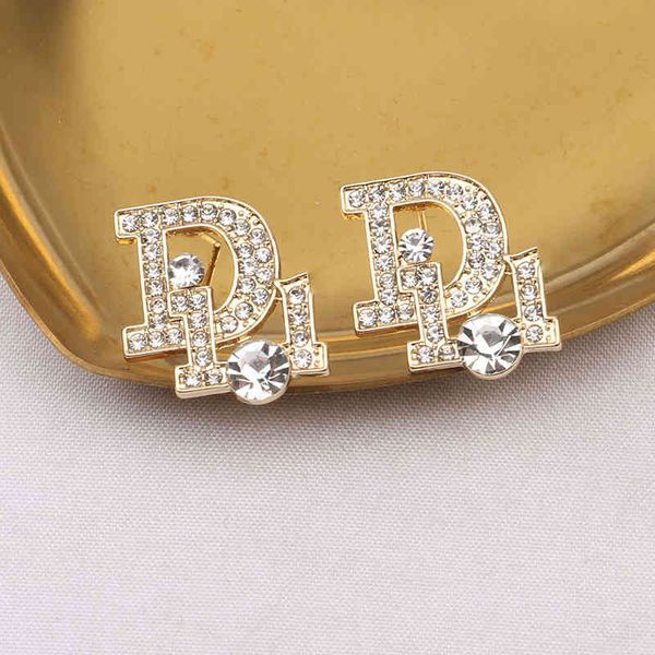 

factory wholesale earrings new diamond inlaid fashion earrings french net red letters simple design versatile earrings, Golden