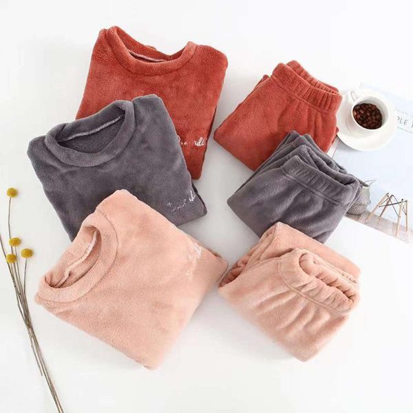 

boys' children's long sve pajamas set coral cashmere housewear parent child mother daughter warm pantse5ji, Blue;red