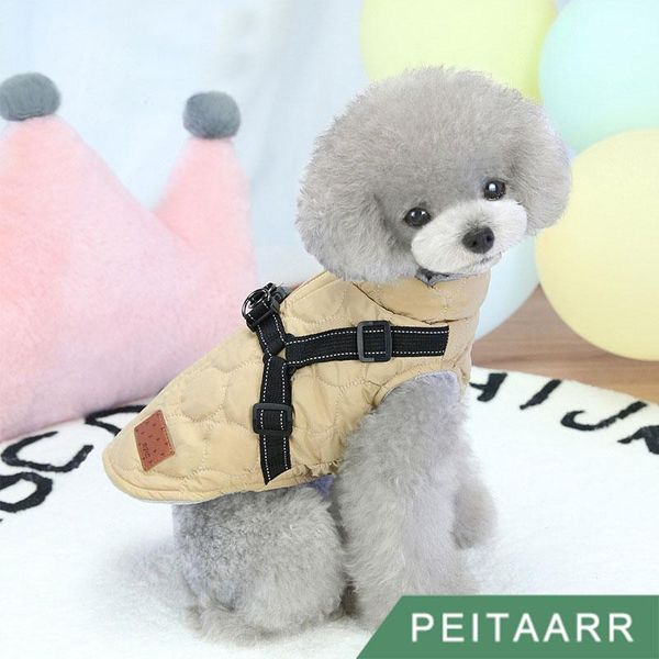 

peitaarr] pet products clothes padded winter warm vest chest strap reflective harness leash collar set accessories puppy dogs