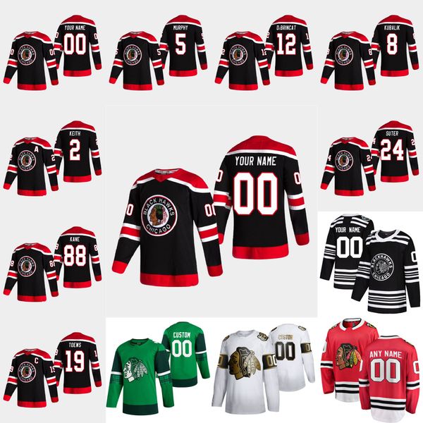 

chicago blackhawks 2021 reverse retro hockey jersey alex debrincat eddie olczyk brent seabrook malcolm subban artem anisimov custom stitched, Black;red