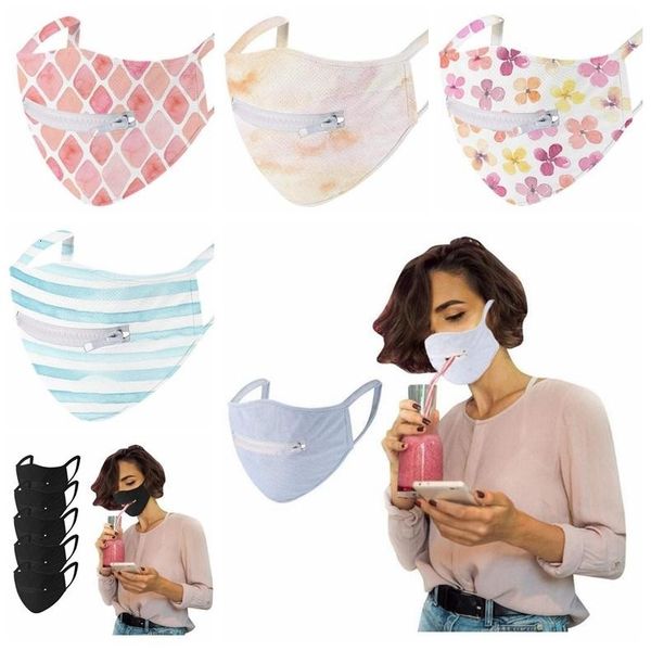 

creative mask 6 colors zipper design easy to drink washable reusable covering protective face masks boom