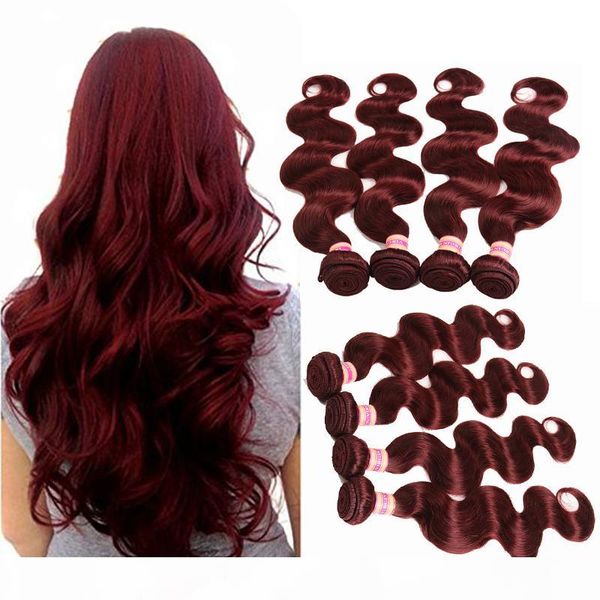 

burgundy weave bundles 99j malaysian indian peruvian virgin hair body wave red color human hair bundles brazilian body wave hair extensions, Black