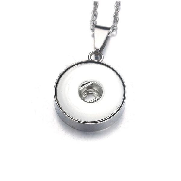 

stainless steel snap button jewelry pendant necklace with link chain fit 18mm&12mm snap necklace jewelry wo bbyztw, Silver