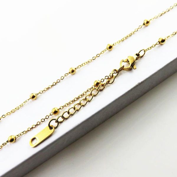 

women's chain gold color stainless steel solid beads link necklace fashion male party jewelry, Silver