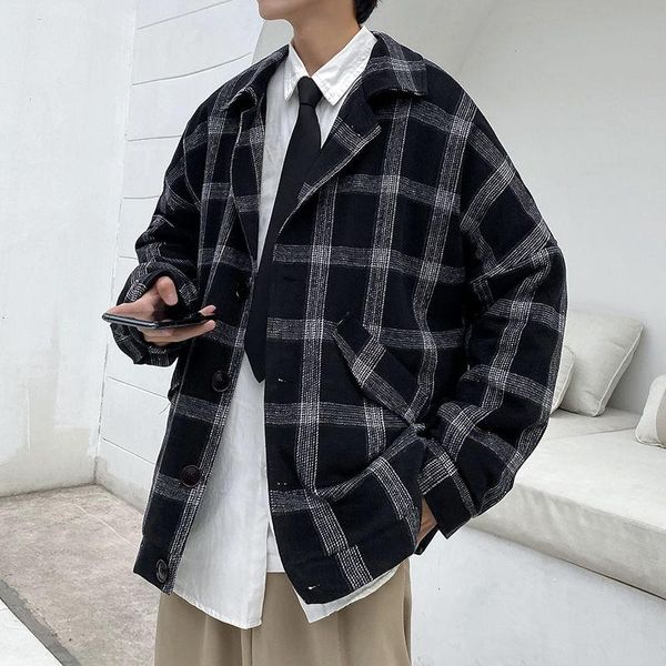 

men's down & parkas cotton-padded clothes 2021 autumn winter thick checked printed casual fashion youth wear, Black