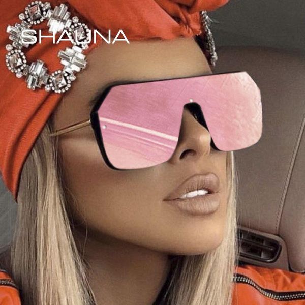 

shauna flat oversize one piece goggle sunglasses women fashion pink mirror coating shades uv400, White;black