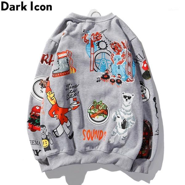 

dark printed round neck hiphop sweatshirt fleece street fashion men's sweatshirt1, Black