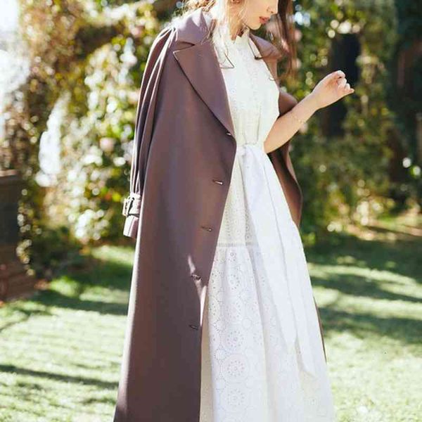 

Women's Jackets 2022 Coats Temperament Lapel Long Sleeve Adjustable Bandage Button Slim Waist Sashes Solid Trench OUOC, Black;brown