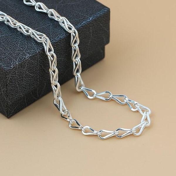 

5 мм толстые s925 стерлинговое серебро ожерелье хип-хоп ожерелье простая семенная цепная цепь дыни, Silver