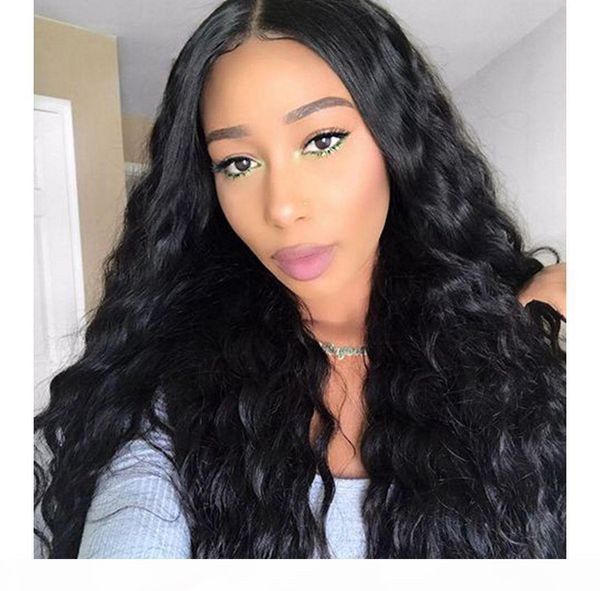 

peruvian human hair full lace wigs lace front wigs for black women natural color loose deep wave virgin hair wigs, Black;brown
