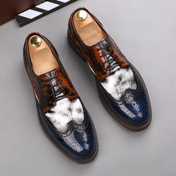 

italian fashionable designer wear genuine leather shoes bullock dress wedding party zapatos hombre male 0eax, Black