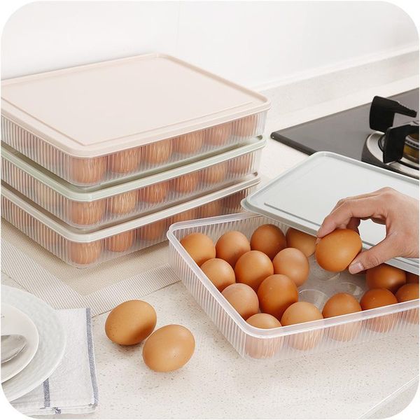 

storage bottles & jars kitchen refrigerator eggs box home 24 grid plastic egg organizer fridge container case w/ sealed lid dust-proof1