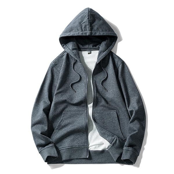 

men's hoodies & sweatshirts men casual cotton solid hoodie winter loose style zipper, Black