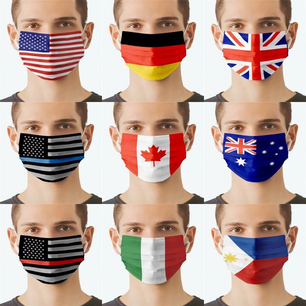 

2021 flags pattern designer face masks 3d digital comfortable adults breathing anti dust windproof masks outdoor activity wear masks