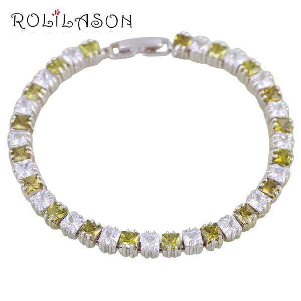 

charm bracelets rolilason trendy light green silver plated for women christmas gifts fashion jewelry tbs1086, Golden;silver
