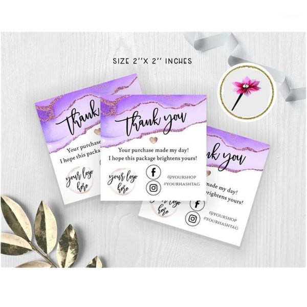 

custom modern packaging mini lilac rosegold thank you for your order small business insert card personalized insert card logo1