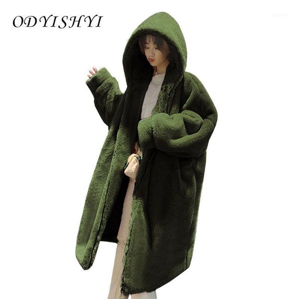 

2020 winter casual women coat faux fur jacket oversize loose hooded thick warm outwear long overcoat female leopard parka dh3001, Black