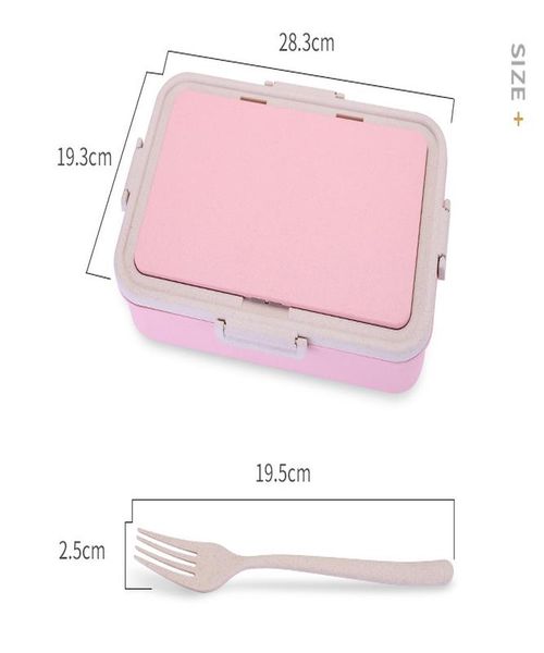 

ohfin wheat stalk lunch box with forks spoon chopsticks picnic bento box food storage container student camping dinner lunch box wmtzlc