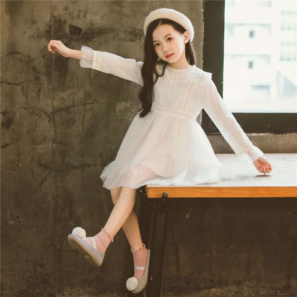 

girls' spring drs 2021 new korean zhongda children's long sve mh skirt, Red;yellow