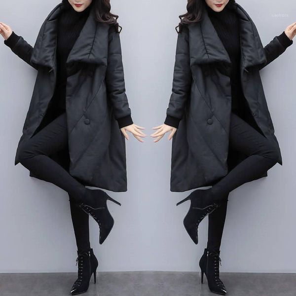 

fashion 2019 new winter women casual white duck down long coat female loose warm thicken down jacket outwear parkas casaco c1851, Black