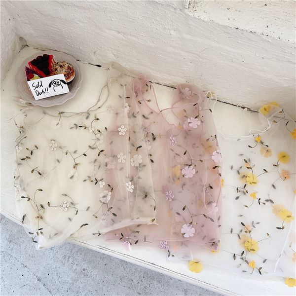 

new net yarn embroidery flower bag fairy cute small fresh net yarn hand bag wholesale