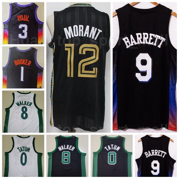 

men city earned edition basketball rj barrett jersey 9 kemba walker 8 jayson tatum 0 ja morant 12 devin booker 1 chris paul 3, Black;red