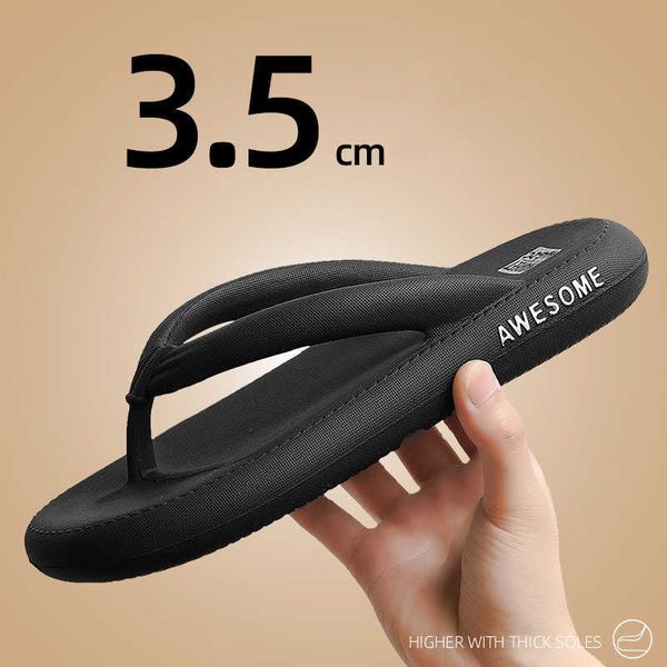 

elling flip flops mens thong sandals summer 2022 new female shoes thick bottom eva non-slip slide slippers outdoor indoor couples designer c, Black