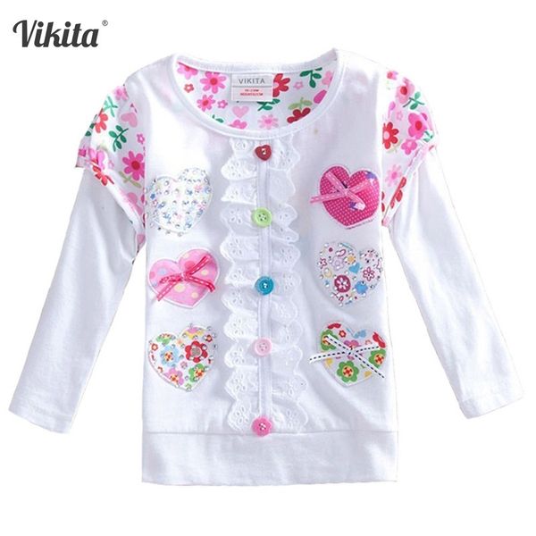 

vikita t-shirt for girls long sleeve girls autumn winter kids tshirt children flower lace t shirt for children l339 y200704, Blue
