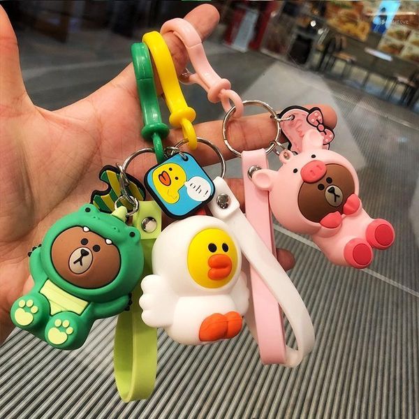 

1pc fashion creative cute cartoon animal cub key chain diy couple key chain bag pendant fashion accessories present to friends1, Silver